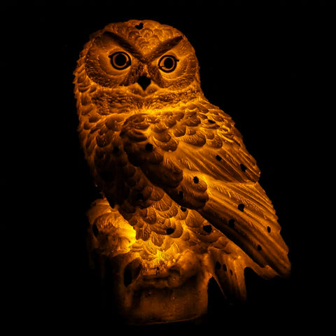 Resin Brown Owl Landscape Stake Light | Outdoor Solar Waterproof LED Light