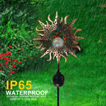 Metal Solar Stake Light|Scorching Sun-shaped Glass Ball Garden Landscape LED Light