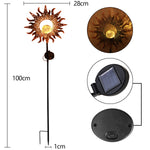 Metal Solar Stake Light|Scorching Sun-shaped Glass Ball Garden Landscape LED Light