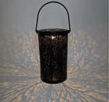 Solar Waterproof Iron Hollow Lantern Tree Trunk Pattern LED Decorative Light (Black)