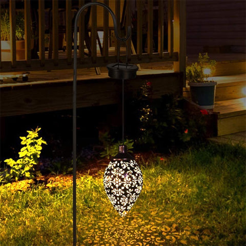 Moroccan Style Hanging Lantern | Solar Waterproof LED Warm Light Garden Decorative Lantern