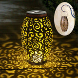 Auspicious Clouds Pattern Hollow Solar Lantern Iron LED Decorative Light