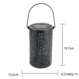 Solar Waterproof Iron Hollow Lantern Tree Trunk Pattern LED Decorative Light (Black)