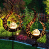 Solar Wrought Iron Hollow Stake Light|Crystal Ball Waterproof LED Lawn Stake Light