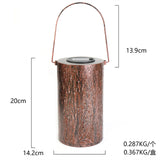 Solar Waterproof Metal Iron Hollow Lantern Trunk Pattern LED Decorative Light