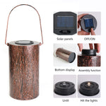 Solar Waterproof Metal Iron Hollow Lantern Trunk Pattern LED Decorative Light