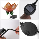 Golden Lotus Shape Ground Stake Light | Metal Lotus Leaf Hollow Design Solar Waterproof LED Light