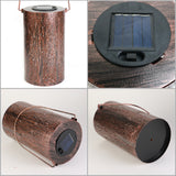 Solar Waterproof Metal Iron Hollow Lantern Trunk Pattern LED Decorative Light