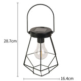 LED Edison Bulb Hanging Lantern | Retro Style Birdcage Shape Solar Decorative Light（Black）