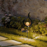 Solar Wrought Iron Hollow Stake Light|Crystal Ball Waterproof LED Lawn Stake Light(Black)