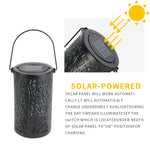 Solar Waterproof Iron Hollow Lantern Tree Trunk Pattern LED Decorative Light (Black)