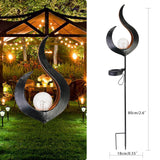 Solar Wrought Iron Hollow Stake Light|Crystal Ball Waterproof LED Lawn Stake Light(Black)