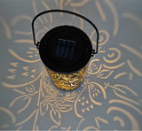 Solar Wrought Iron Hollow Lantern Owl Pattern LED Black Chandelier